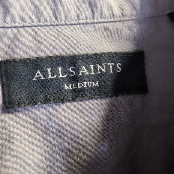 All Saints Rivera Long Sleeve Button Down Shirt Size Medium in Stone Gray - Picture 4 of 11